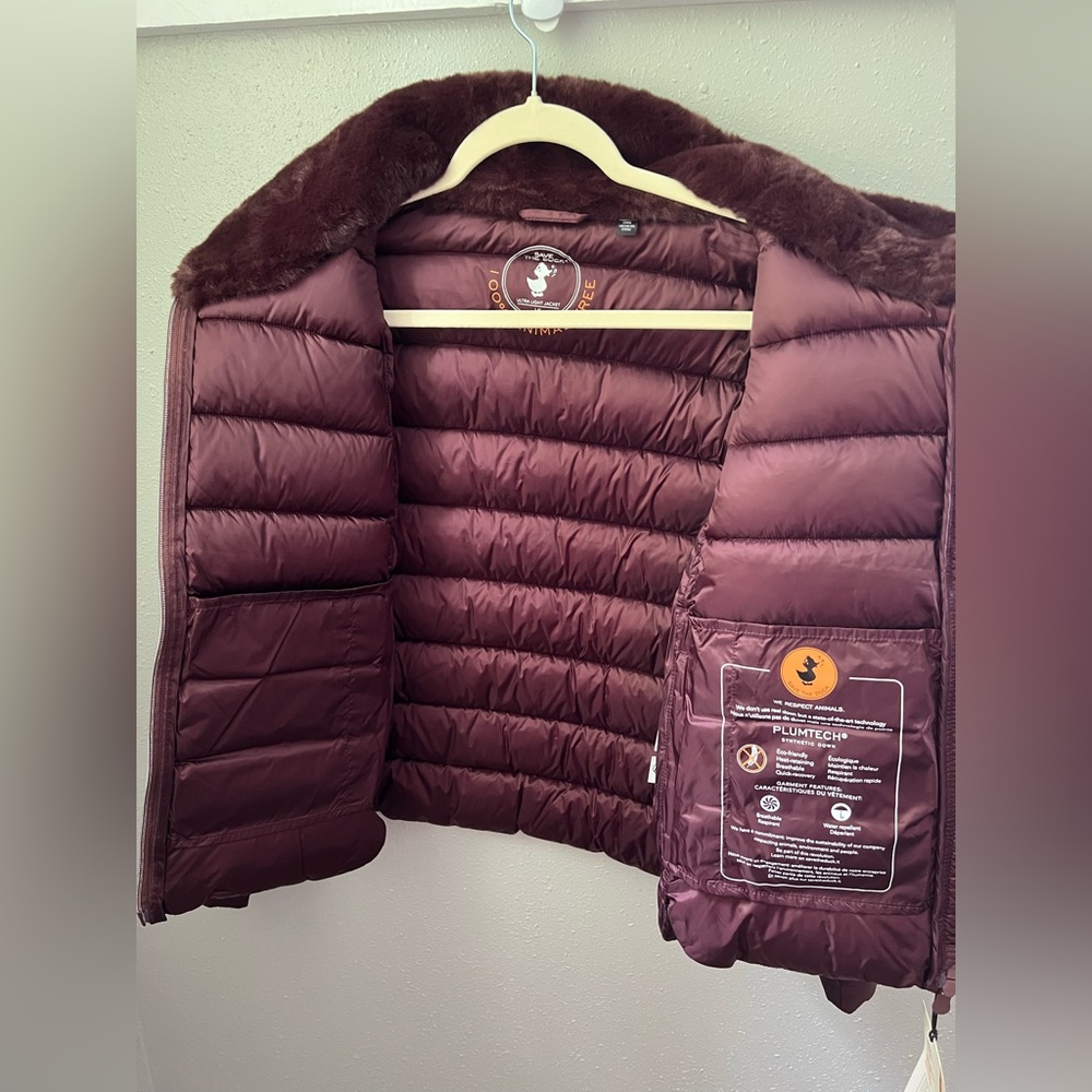 Save the Duck Mei Puffer Jacket in Burgundy Women’s Size 1/Small New - Picture 8 of 10